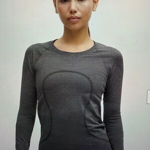 Lululemon Swiftly Tech Long Sleeve Black and White Striped Top